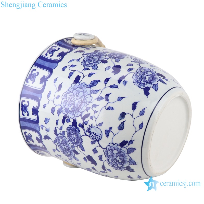 RYNQ269 Blue and white Porcelain Peony flower design beer champagne Fruit Candy Ceramic storage Basket