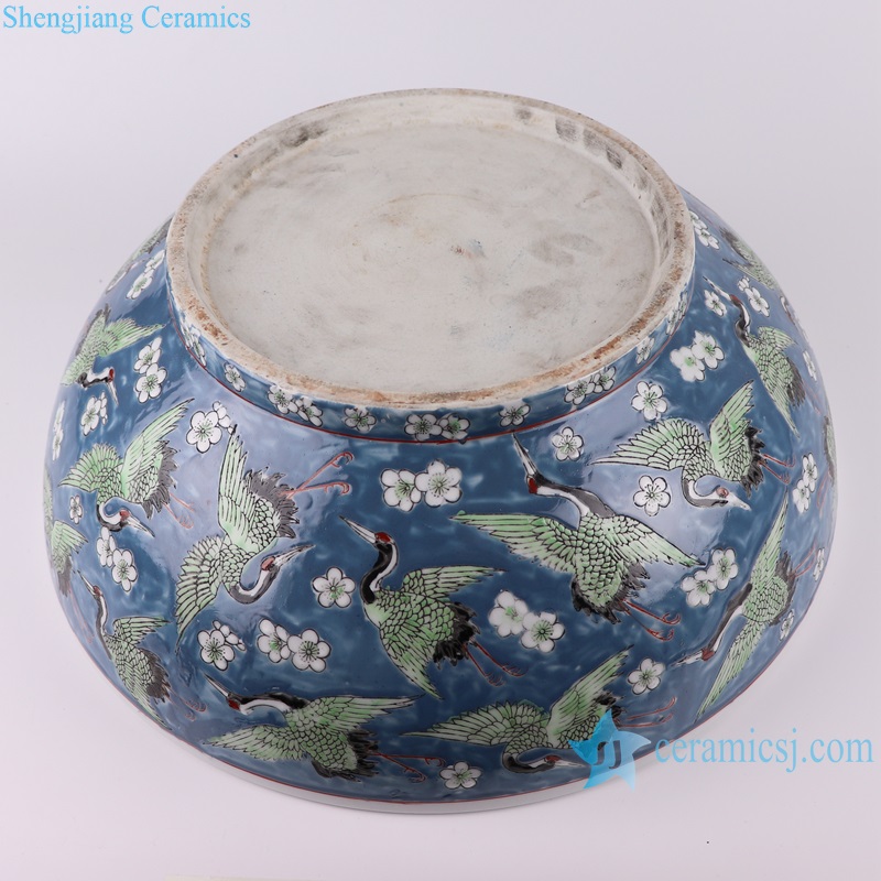 RYNQ271 Blue Glazed Porcelain Ice Plum crane pattern ceramic planter flower pots ceramic Bowl