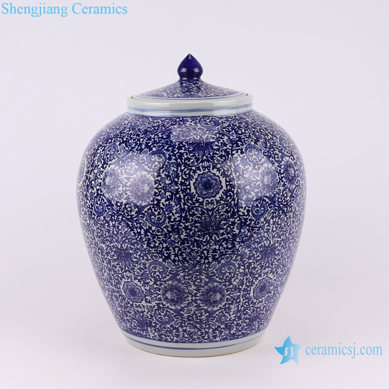 RZAP19 blue and white Porcelain Twisted flower gourd shape Storage rice lidded jars