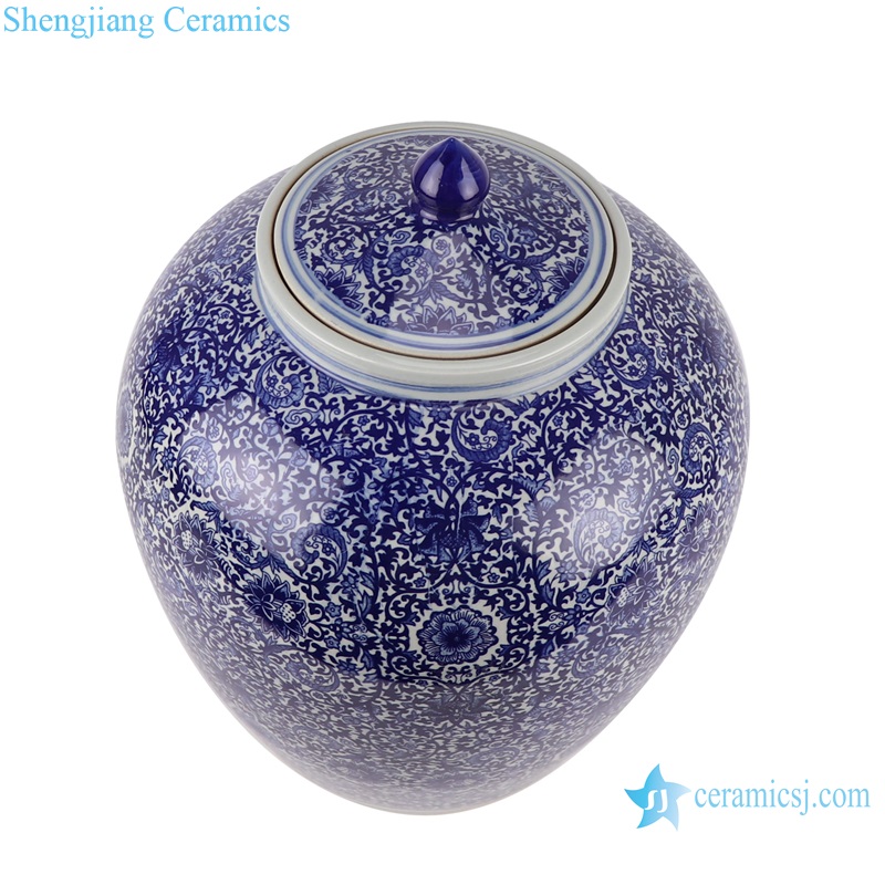 RZAP19 blue and white Porcelain Twisted flower gourd shape Storage rice lidded jars