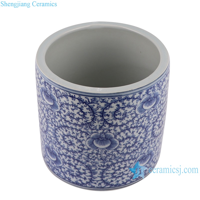 Blue and White Porcelain Twisted Flower Red color Ceramic Pen Holder Storage Box