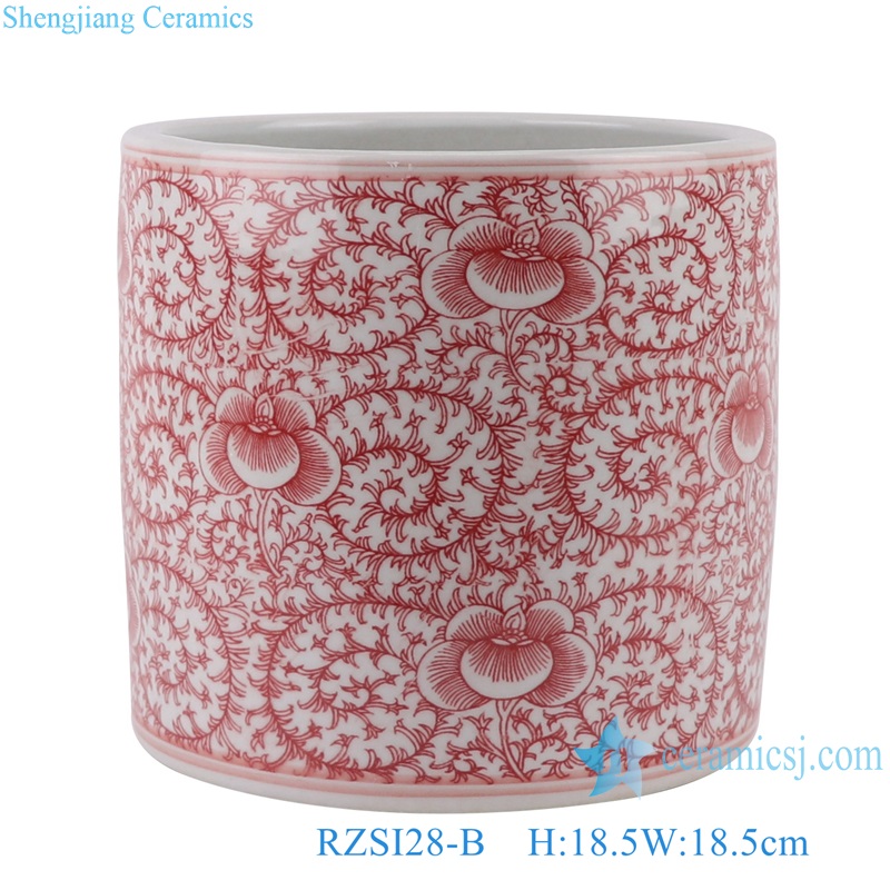 RZSI28-A/RZSI28-B Blue and White Porcelain Twisted Flower Red color Ceramic Pen Holder Storage Box