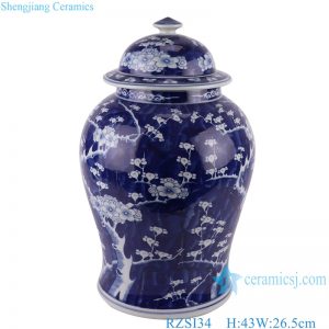 RZSI34 Blue and White Ice Plum Ceramic Storage General Pot PorcelainTemple Ginger Jars