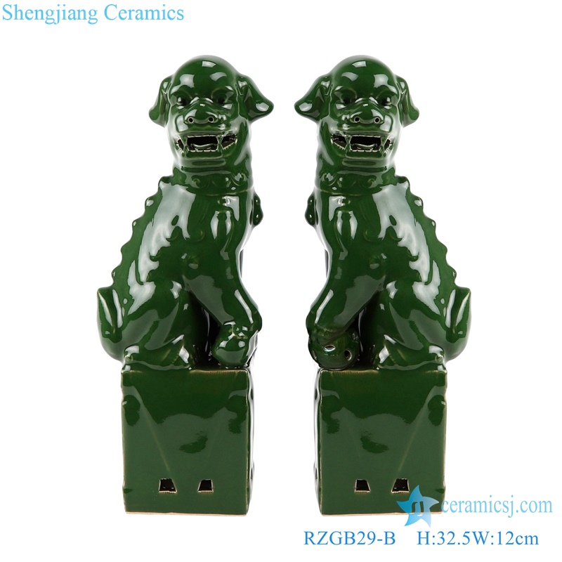 RZGB29-B deep green a pair pug foo dog culpture
