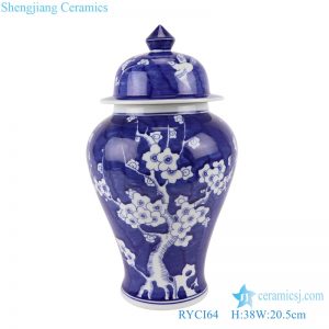 RYCI64 Blue and white ice plum ceramic ginger jar