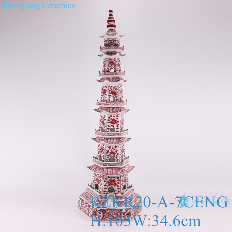 RZKR20 6floors 7floors underglaze red ceramic ceramic decorative pagoda