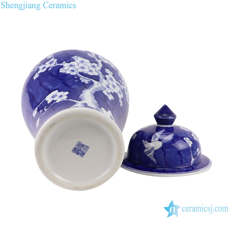 RYCI64 beautiful hand painted blue and white ice plum pattern ceramic ginger jar