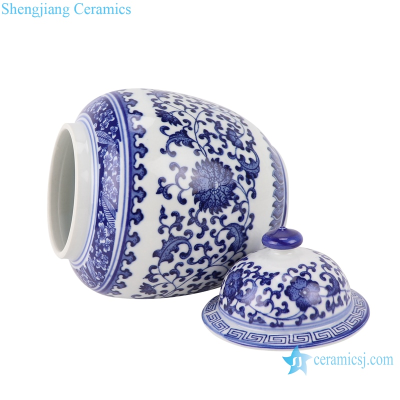 RZBO04 Blue and white twisted branches ceramic tea jar