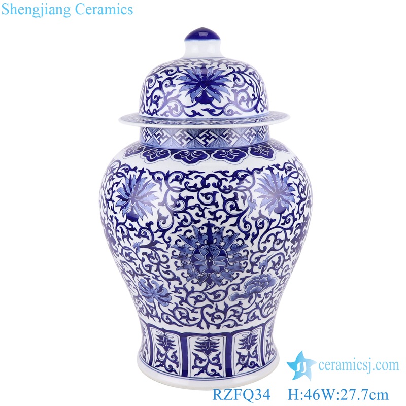 Blue and White Porcelain Twisted flower Storage General Pot Ceramic Lidded Ginger Jars