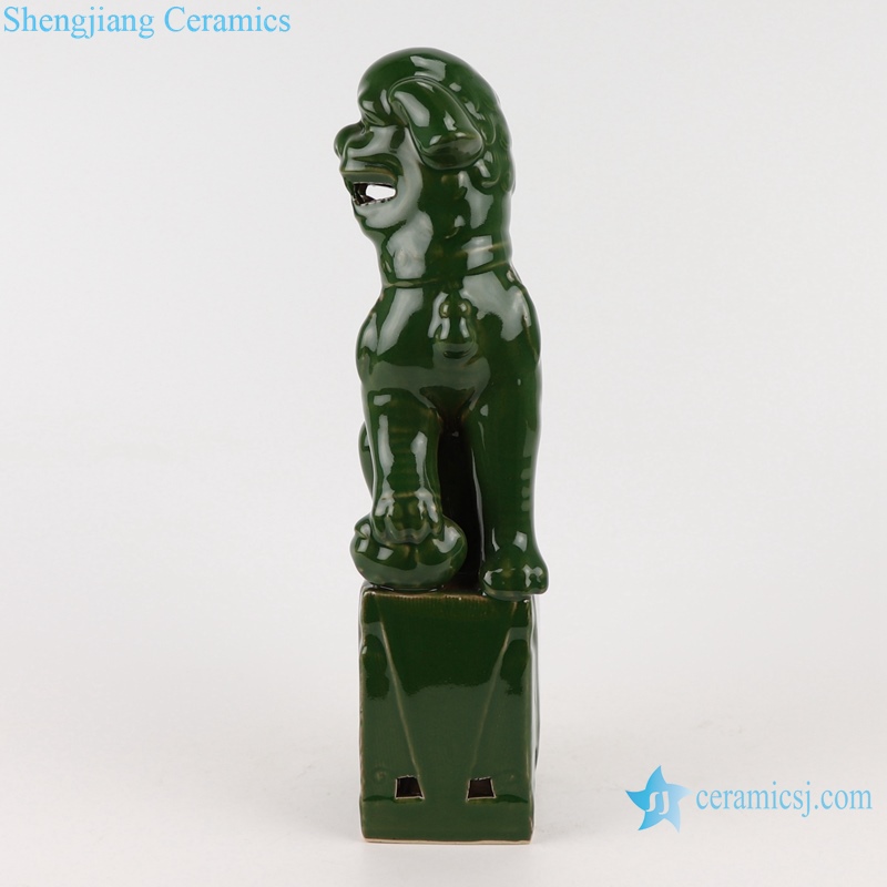 RZGB29-B deep green a pair pug foo dog ceramic sculpture