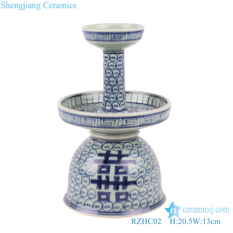 RZHC02 blue and white twisted branches happiness candle holder