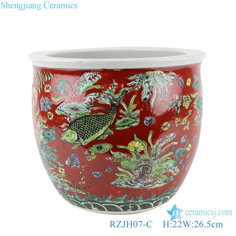 RZJH07-A-B-C Antique high quality famille rose fish bowl