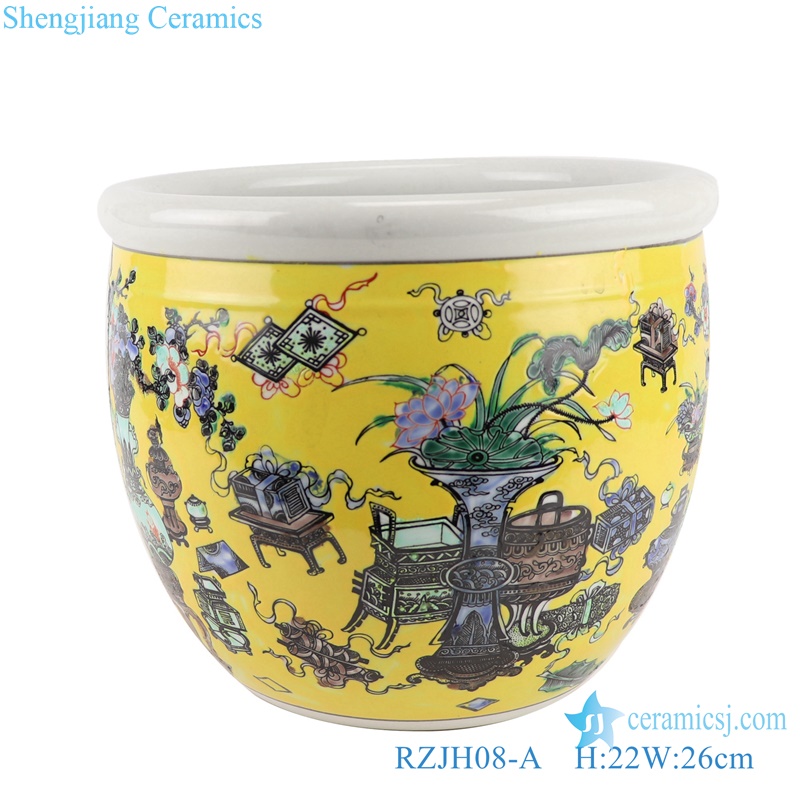 RZJH08-A-B-C Antique high quality famille rose fish bowl