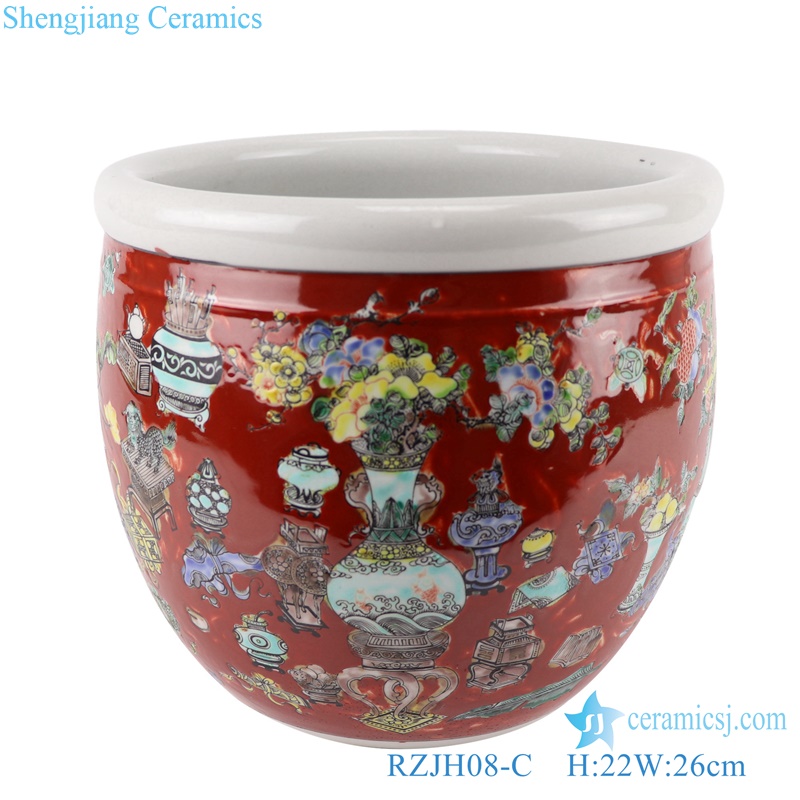 RZJH08-A-B-C Antique high quality famille rose fish bowl