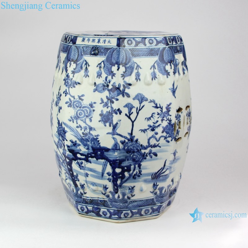 RZKJ03-B Jingdezhen blue and white flower and bird pattern ceramic pier