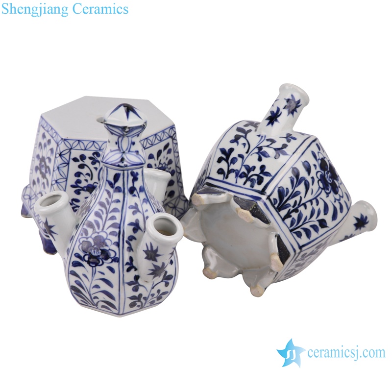 RZKR19 blue and white flowers pattern ceramic pagoda style vase flower holder