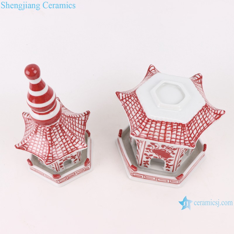 RZKR20 6floors 7floors underglaze red ceramic ceramic decorative pagoda