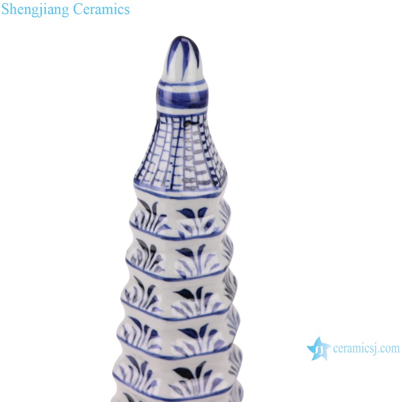 RZKR23 blue and white flowers and plants pattern ceramic pagoda