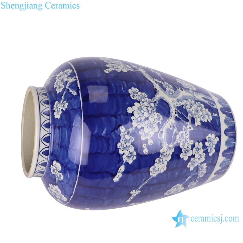 RZKY36 Blue and white Porcelain dark blue Glazed Ice plum Pot Ceramic Vase