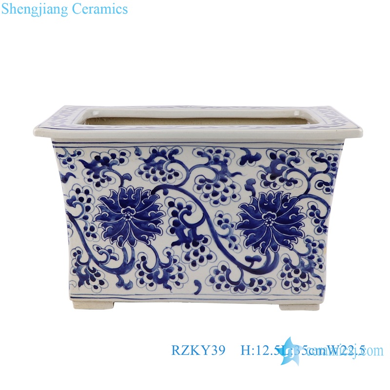 Jingdezhen Antique Twisted flower Design Porcelain Rectangle shape ceramic planter Incense burner