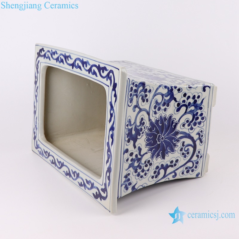 RZKY39 Jingdezhen Antique Twisted flower Design Porcelain Rectangle shape ceramic planter Incense burner