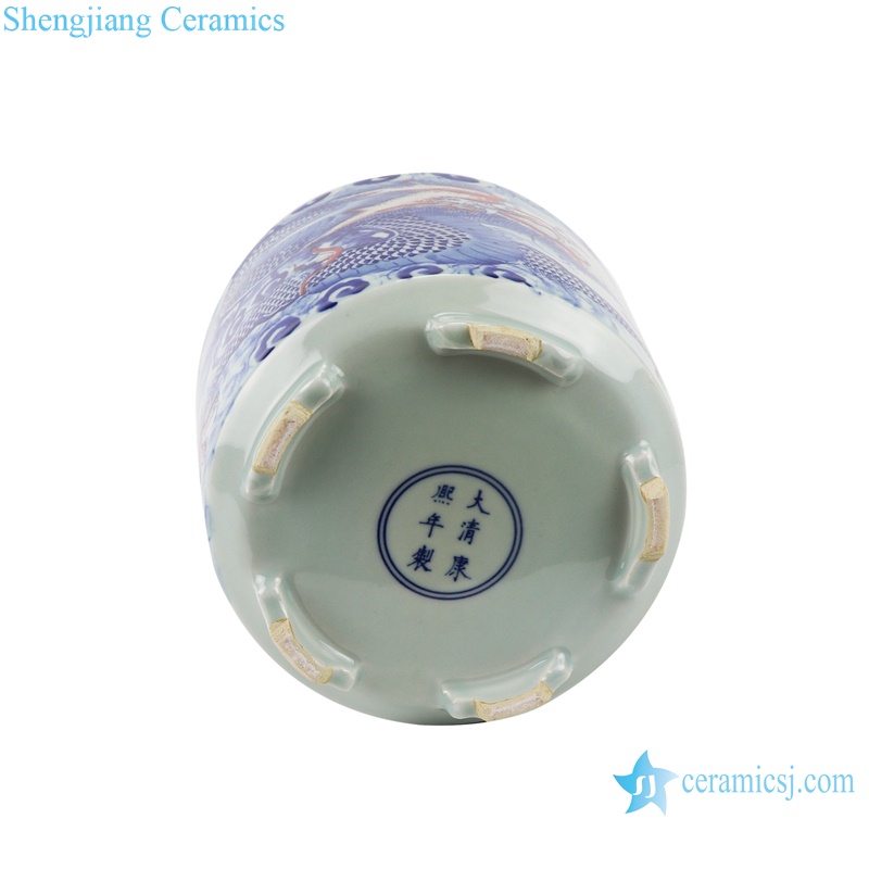 RZNX06  Blue and white hand painted dragon pattern porcelain censer