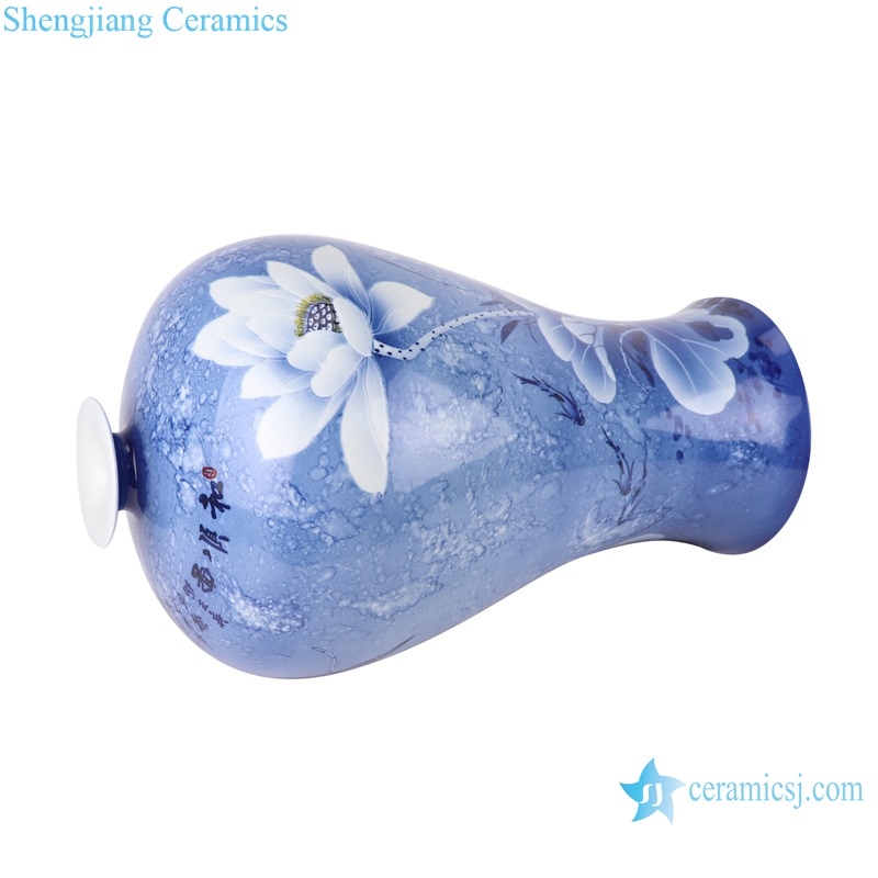 RZOV02/RZOV03 Blue and white Porcelain Lotus Flower Design Moonlight Reed Ceramic Plum Vase