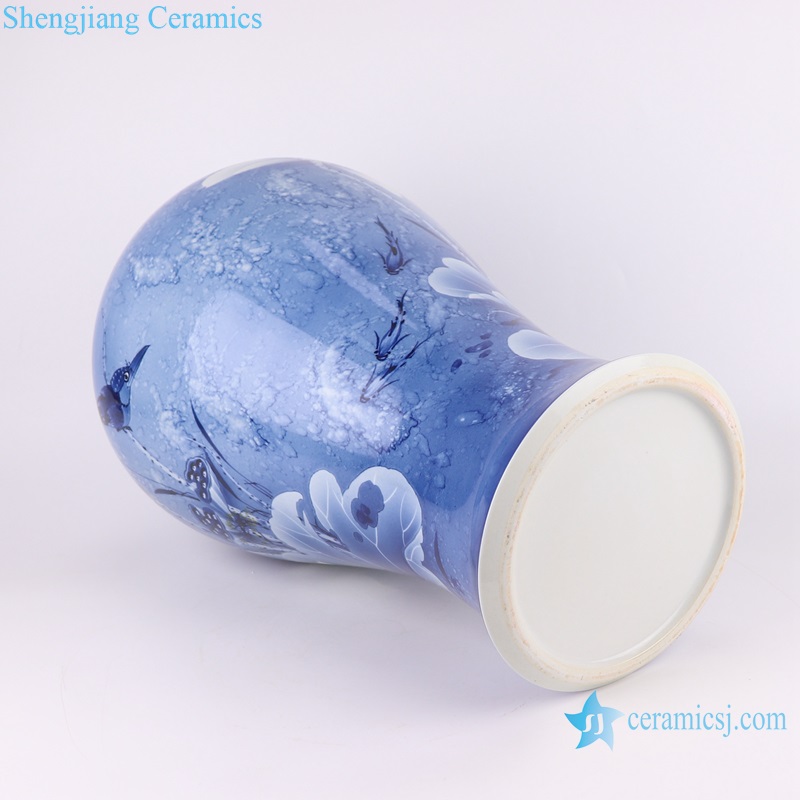 Blue and white Porcelain Lotus Flower Design Moonlight Reed Ceramic Plum Vase