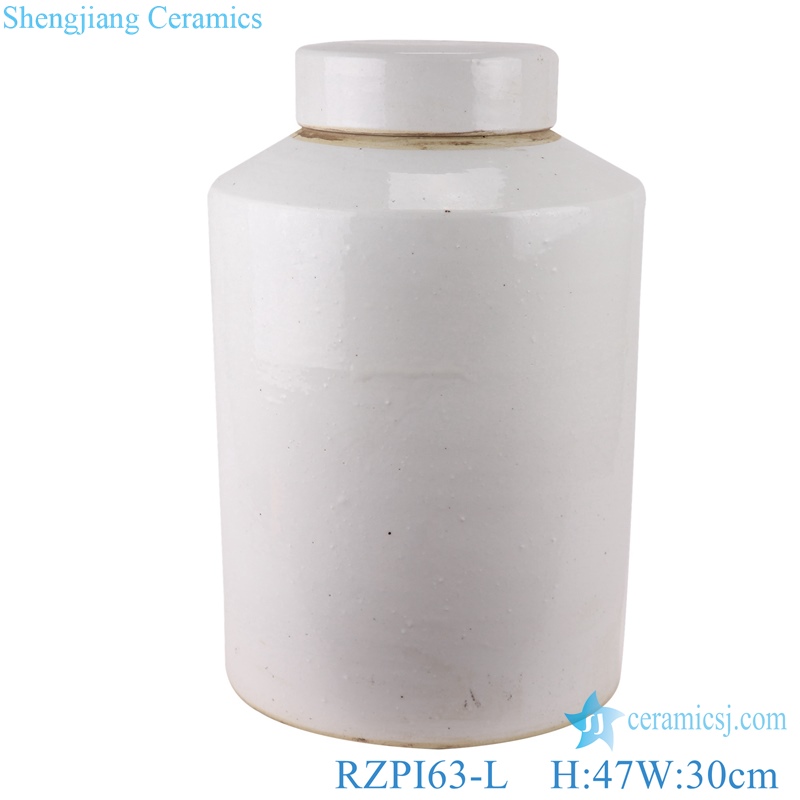 RZPI63-L-S Two sizes antique pure white ceramic porcelain tea jar