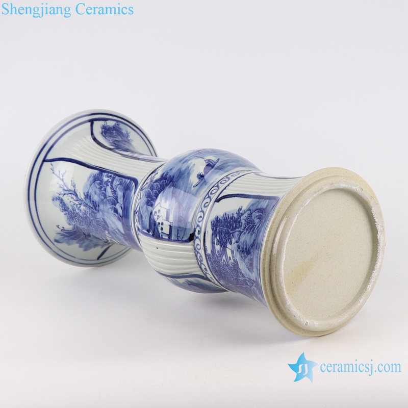 RZSC41-42 Jingdezhen Ceramics Blue and White Porcelain Landscape Ancestor Design Wide Mouth Ceramic Vase