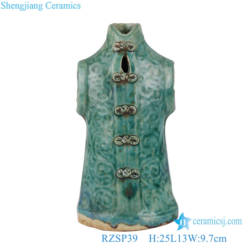 Jingdezhen Antique Kiln green Glazed Body shape clothes Ceramic Vase