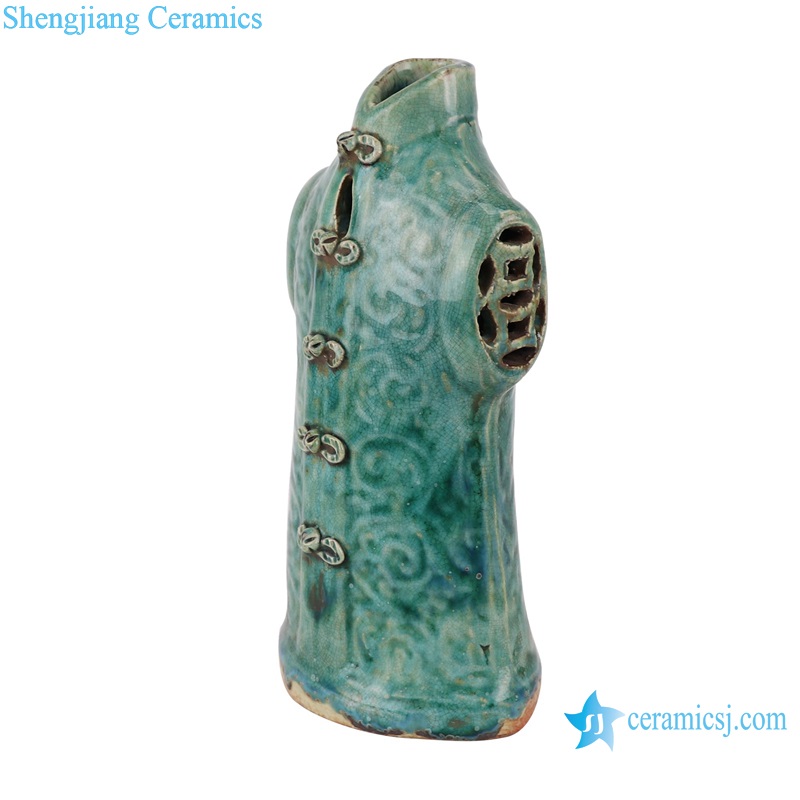 RZSP39 Jingdezhen Antique Kiln green Glazed Body shape clothes Ceramic Vase