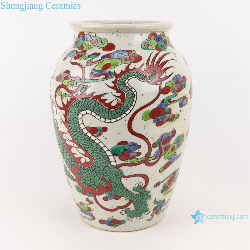 RZSY07 Antique qing dynasty xiangxi year famille rose dragon with cloud porcelain vase