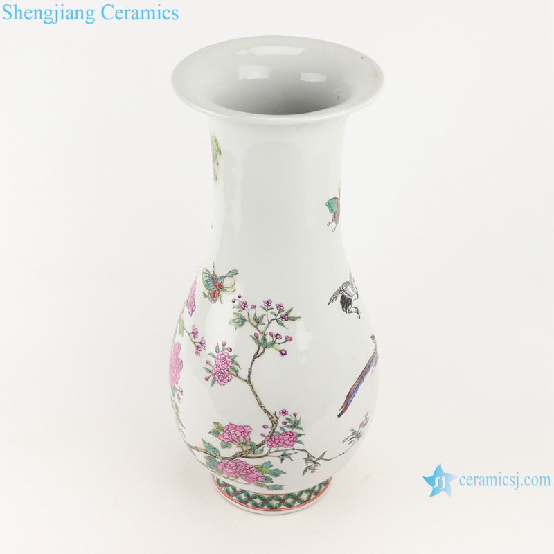 RZSY11 beautiful antique famille rose phoenix peony flowers and birds pattern porcelain vase