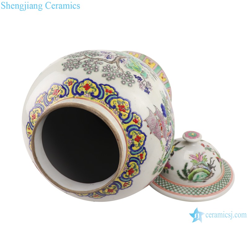 RZSY12 Antique qing dynasty kangxi famille rose figure pattern porcelain ginger jar