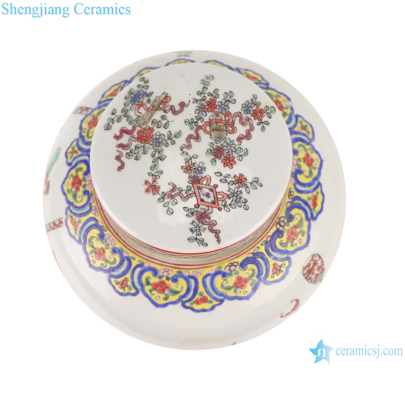 RZSY13 Antique qing dynasty kangxi period figure pattern colorful ceramic jar