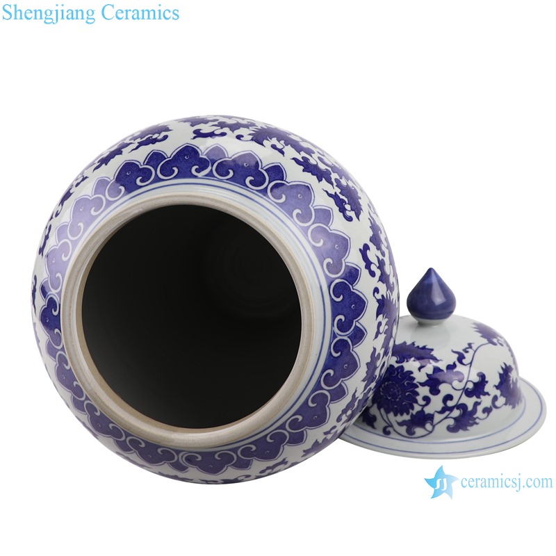 RZTJ01 Jingdezhen blue and white twinst branch ceramic big ginger jar