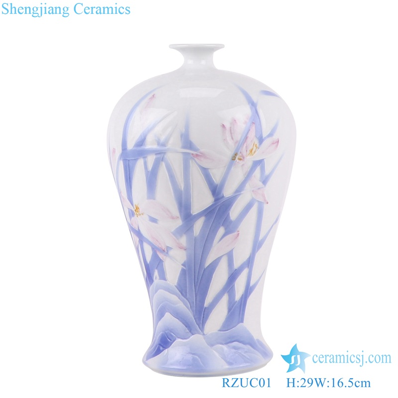 Blue and white Porcelain Glazed Lotus flower Ceramic Plum Vase