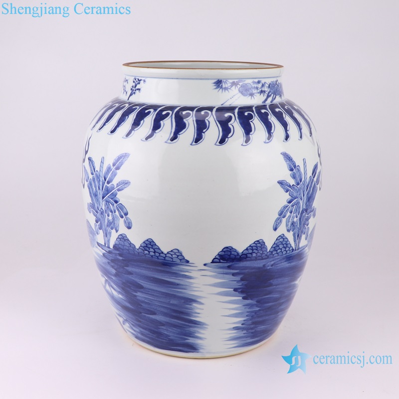 RZUL04 Blue and white Porcelain Unicorn pattern Ceramic Pot Storage Jars