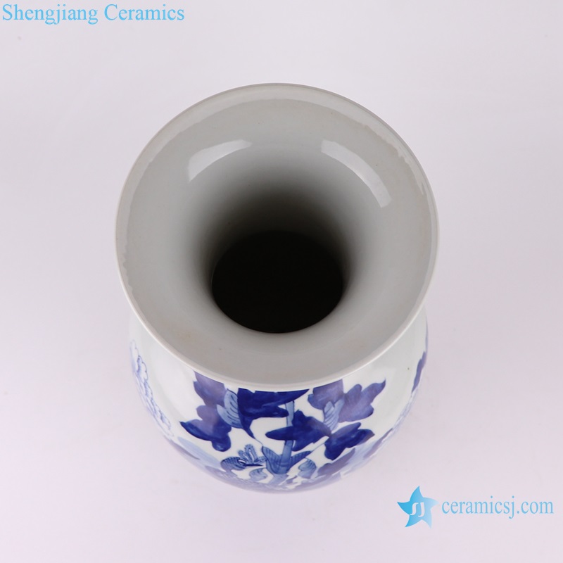 RZUL05 Porcelain Antique Blue and White Flower and Bird Peacock pattern Ceramic Tabletop Vase