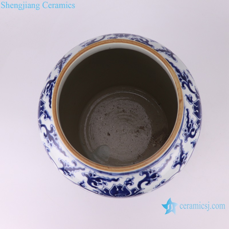 RZUL08-B Blue and White Porcelain Twisted flower design Ceramic Pot Storage Holder Tabletop Vase