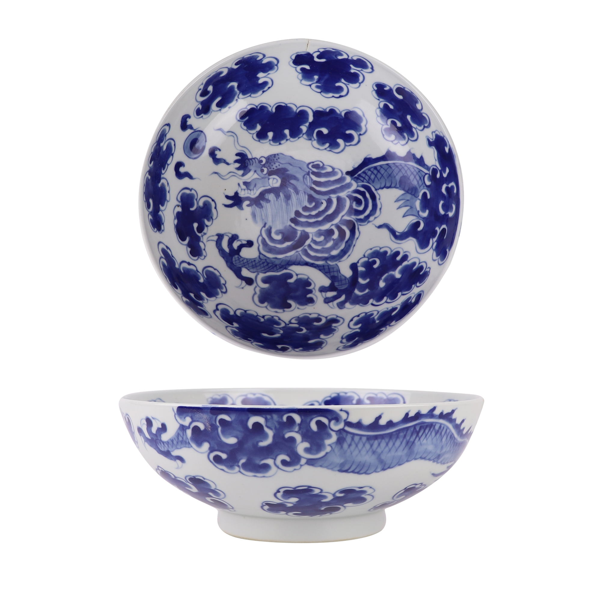 RZUL11 Blue and white Porcelain Dragon in the river and in the cloud Pattern Ceramic Decorative Plate