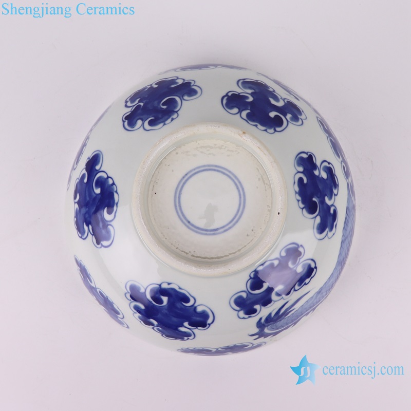 RZUL11 Blue and white Porcelain Dragon in the river and in the cloud Pattern Ceramic Decorative Plate
