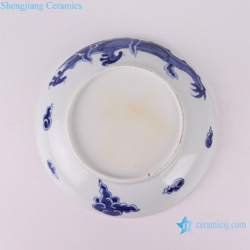 RZUL12 Jingdezhen Hand painted Dragon in the river and dragon in the cloud Pattern Decorative Plate