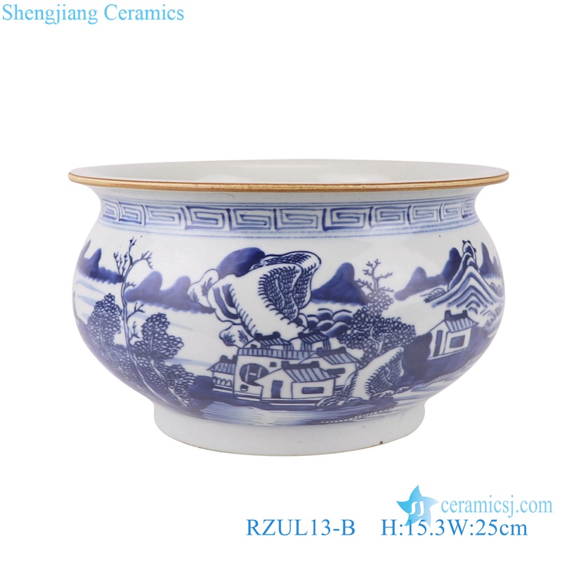 RZUL13-A-B-C Blue and white Porcelain Antique Landscape Unicorn and Dragon Pattern Ceramic Incense burner