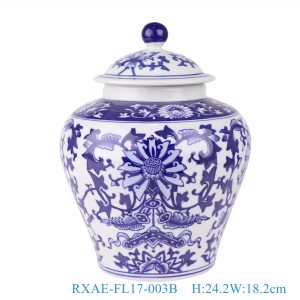 RXAE-FL17-003B Blue and white twined lotus 9 inch general pot
