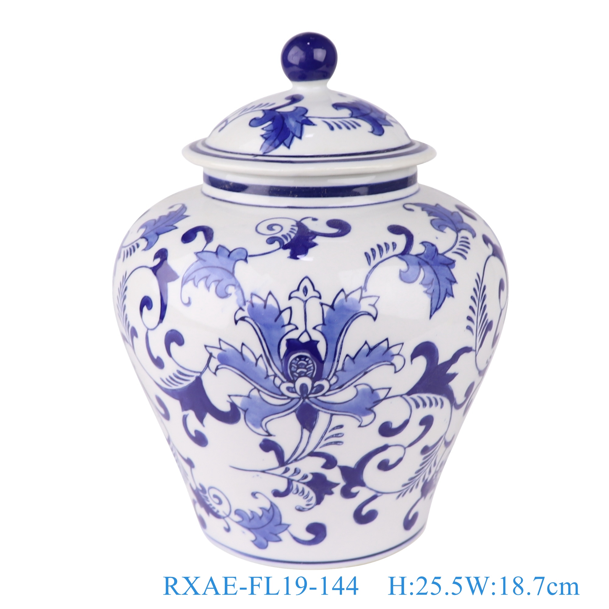 RXAE-FL19-144 Blue and white flower general jar general altar