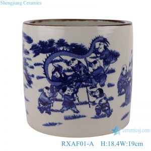 RXAF01-A Jingdezhen Porcelain Kids Playing Pattern Antique Storage Box Vases Decor Pen Holder