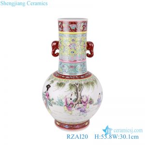 RZAI20 Jingdezhen Hand painted Antique famille rose landscape landscape figures ladies children pattern vase