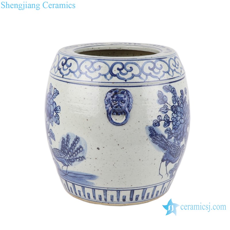RZFB37 Blue and white flowers and bird design porcelain tank